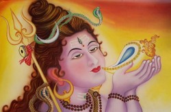 LARD SHIVA TAKING OF POISON PAINTING 