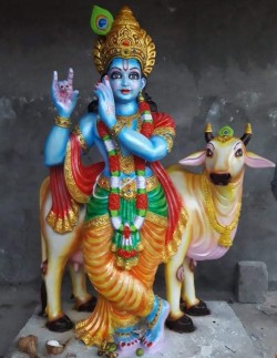 Lard krishna cement idole after painting